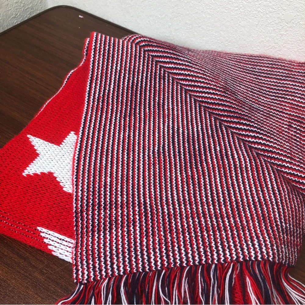Knitmakers USA USA Red White and Blue Acrylic Knit Scarf Stars‎ 9
